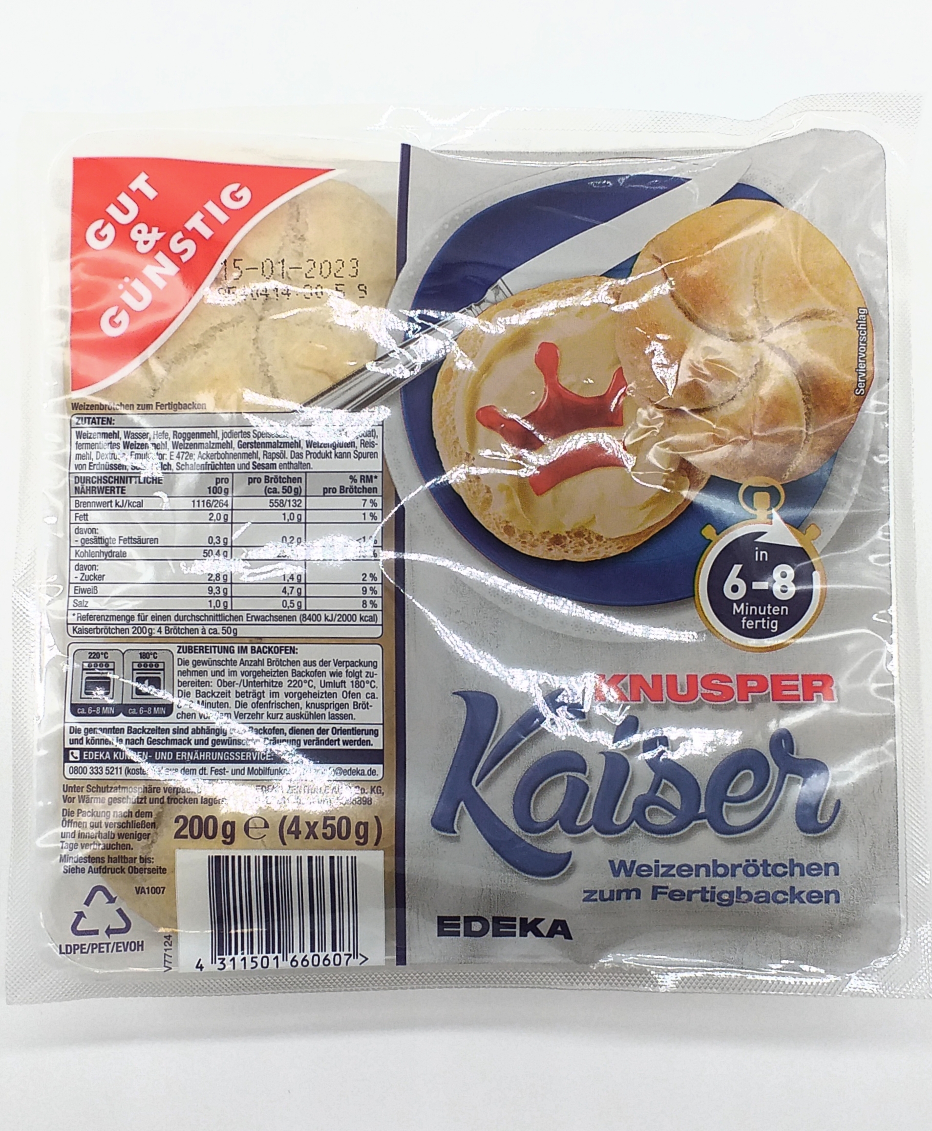 G&G Knusper Kaiser Weizenbrötchen 4ST 200g