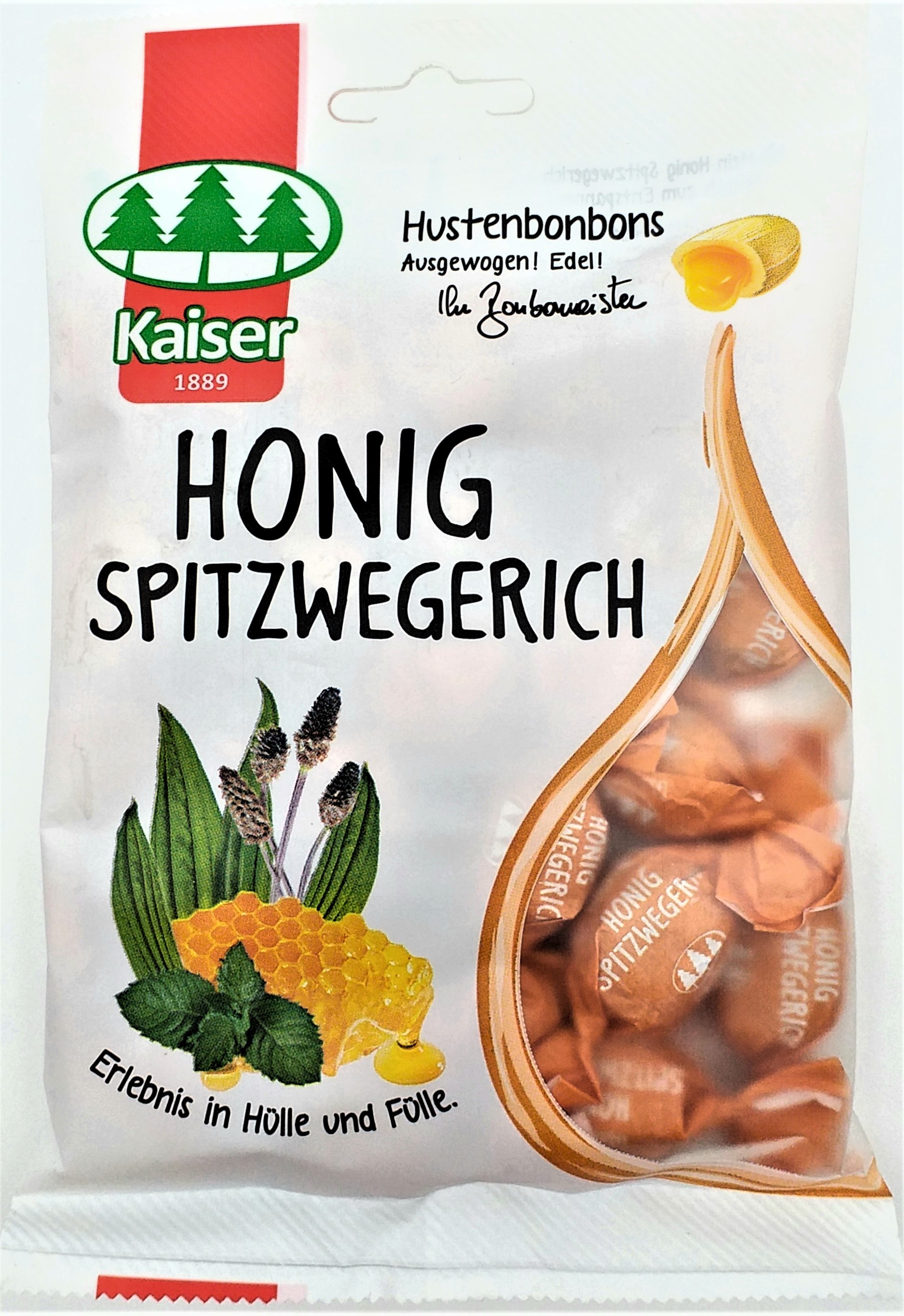Kaiser Honig-Spitzwegerich Bonbons ein Karton mit 18 Beutel je 90g, gesamt 1,62kg 