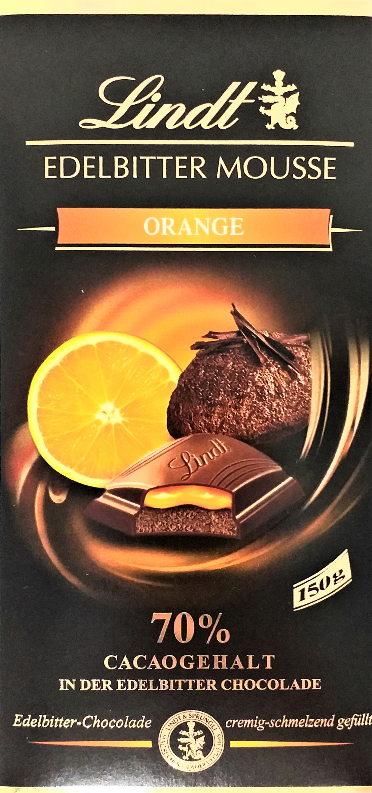 Lindt Edelbitter Schokolade Mousse Orange 150g